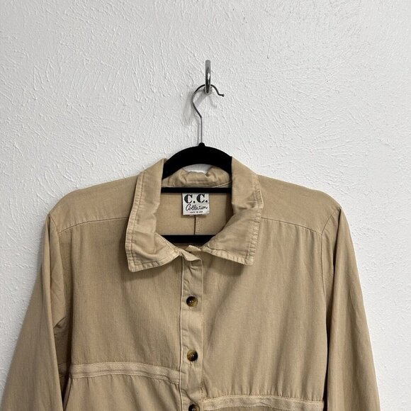Vintage CC Collection Beige Long Sleeve Tunic Top Shirt Size XL 100% Cotton USA - Picture 2 of 10